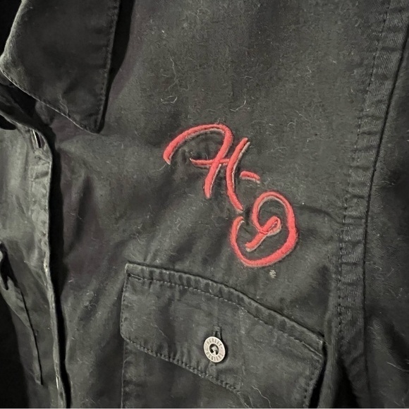 Women's Silver Wing Script Font Solid Twill Shirt Harley Davidson - Picture 4 of 8